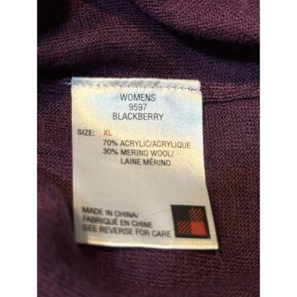 Woolrich Women's XL Merino Wool & Acrylic Full-Zip Nordic Sweater - Blackberry - Picture 5 of 5